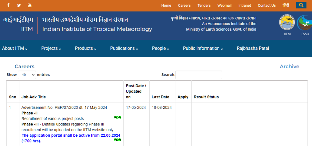 IITM Pune Recruitment 2024