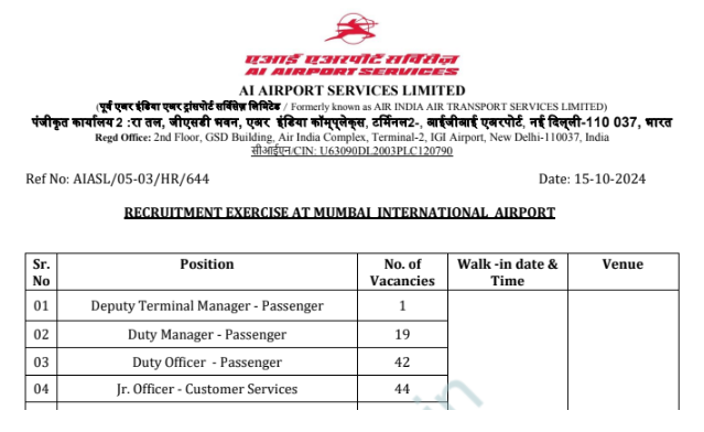 AIASL Bharti 2024